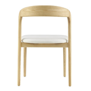 EuroStyle Estelle Bentwood Ash Frame Side Chair with Leatherette Seat for Dining or Library White/Natural 91020-WHT