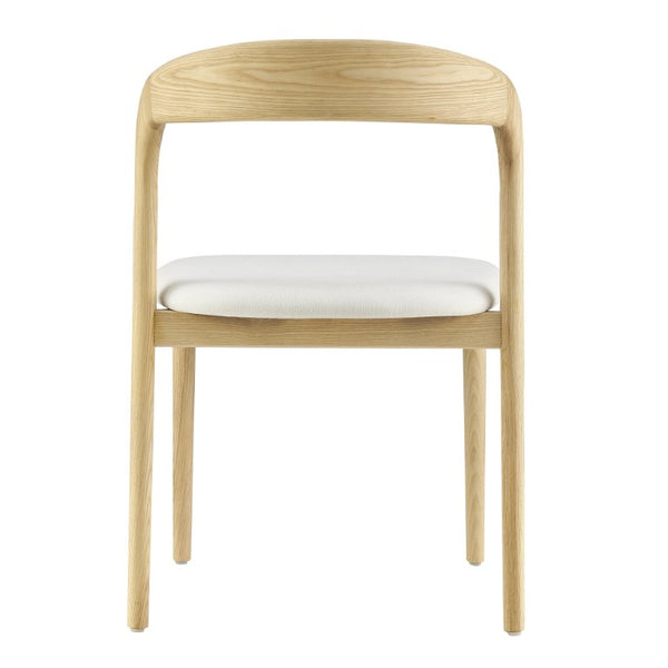 EuroStyle Estelle Bentwood Ash Frame Side Chair with Leatherette Seat for Dining or Library White/Natural 91020-WHT