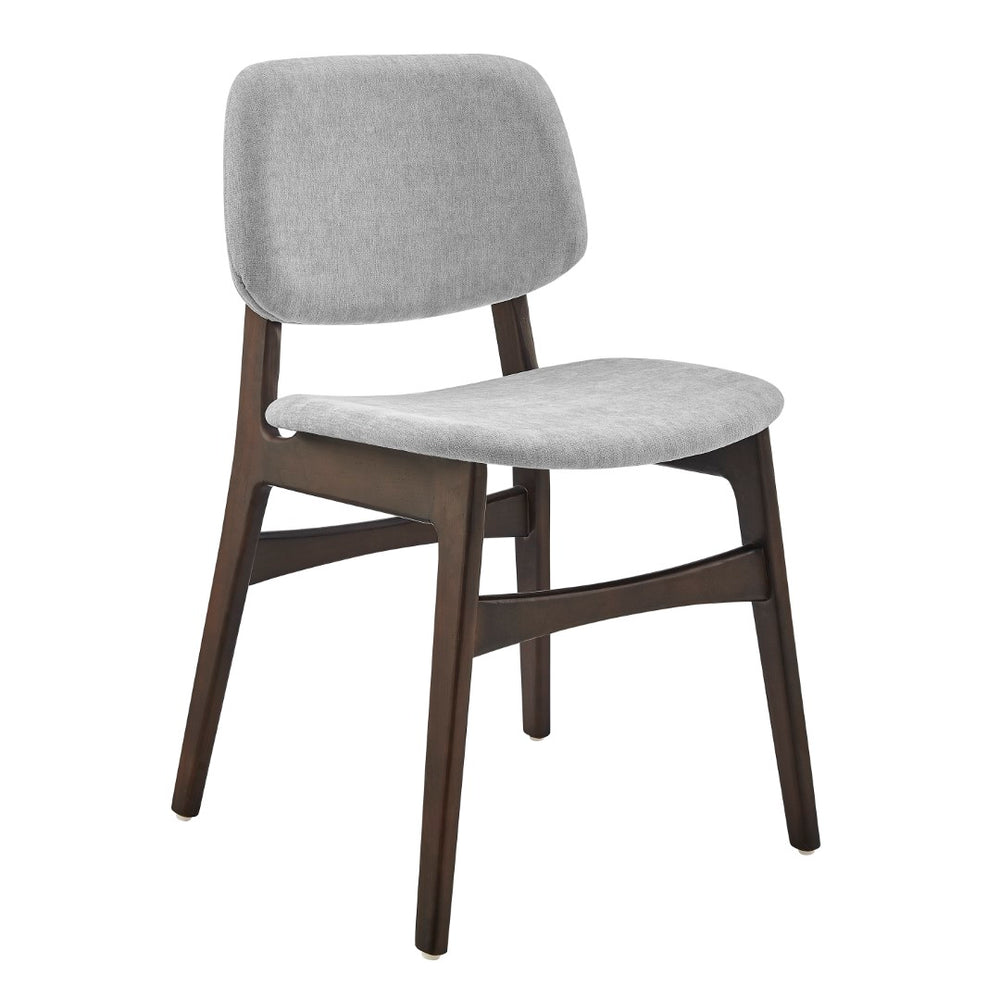 EuroStyle Gunther Side Chair with Gray Fabric and Dark Walnut Frame - Set of 2