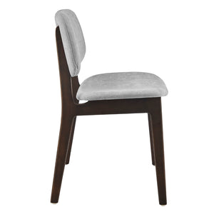 EuroStyle Gunther Side Chair with Gray Fabric and Dark Walnut Frame - Set of 2