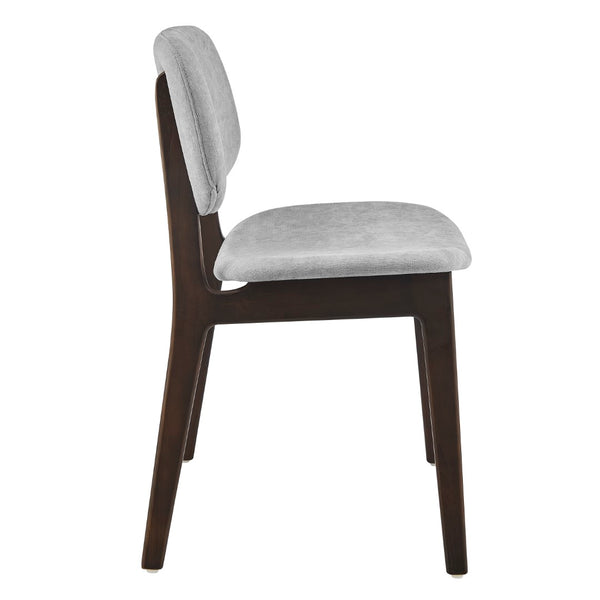 EuroStyle Gunther Side Chair with Gray Fabric and Dark Walnut Frame - Set of 2