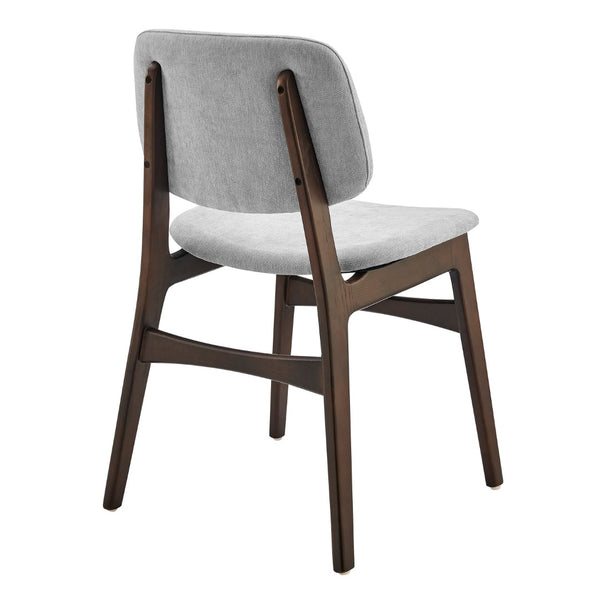 EuroStyle Gunther Side Chair with Gray Fabric and Dark Walnut Frame - Set of 2