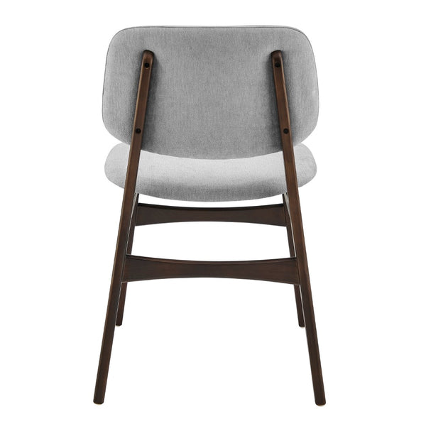 EuroStyle Gunther Side Chair with Gray Fabric and Dark Walnut Frame - Set of 2