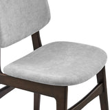 EuroStyle Gunther Side Chair with Gray Fabric and Dark Walnut Frame - Set of 2