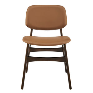 EuroStyle Gunther Side Chair with Dark Tan Leatherette and Dark Walnut Frame - Set of 2