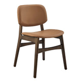 EuroStyle Gunther Side Chair with Dark Tan Leatherette and Dark Walnut Frame - Set of 2