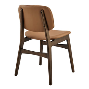 EuroStyle Gunther Side Chair with Dark Tan Leatherette and Dark Walnut Frame - Set of 2