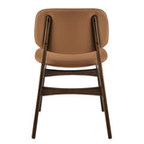 EuroStyle Gunther Side Chair with Dark Tan Leatherette and Dark Walnut Frame - Set of 2