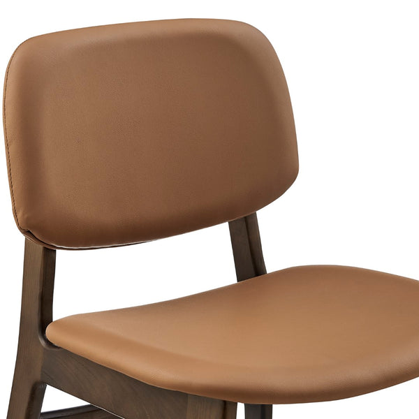 EuroStyle Gunther Side Chair with Dark Tan Leatherette and Dark Walnut Frame - Set of 2
