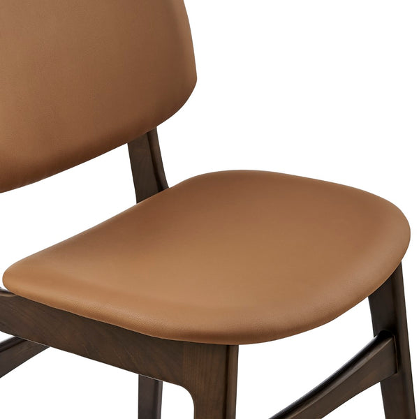 EuroStyle Gunther Side Chair with Dark Tan Leatherette and Dark Walnut Frame - Set of 2