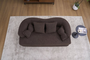 English Elm (old Sku W2231p392100) Chenille Sleeper Sofa Foldable Convertible Loveseat with Four Pillows Brown W2231P466739