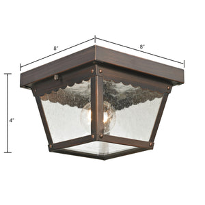 Thomas Lighting Springfield Outdoor Flush Mount with Seeded Glass and Bronze Finish for Porch Entryway 8 inches 9102EF/70
