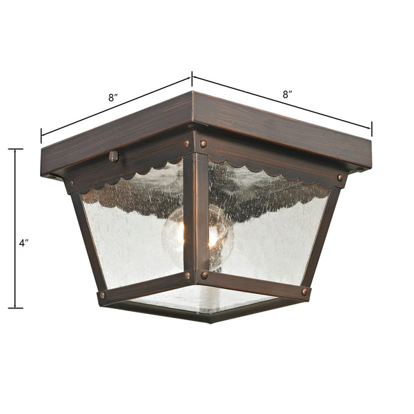 Thomas Lighting Springfield Outdoor Flush Mount with Seeded Glass and Bronze Finish for Porch Entryway 8 inches 9102EF/70