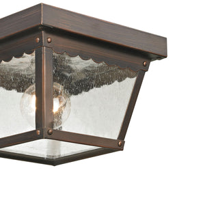 Thomas Lighting Springfield Outdoor Flush Mount with Seeded Glass and Bronze Finish for Porch Entryway 8 inches 9102EF/70