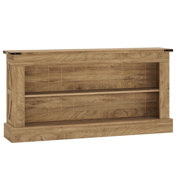 English Elm Sleek Wood Grain Console Table Geometric Base Slim Entryway Sofa Foyer Accent T3971P464338
