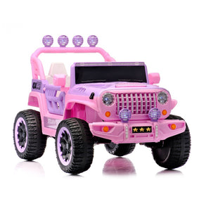 English Elm 24v Two Seat Kids Ride on Car with 4wd Motor Remote Control and Led Lights Pink W509P378207