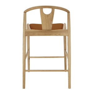 EuroStyle Blanche Bentwood Ash Counter Stool with Leatherette Seat for Kitchen Islands Dark Tan Leatherette/Natural 91034-TAN