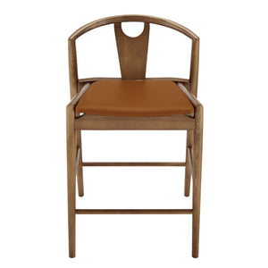 Eurostyle Blanche Counter Stool – Elegant Design With Comfortable Foam Seat For Stylish Home Decor Dark Tan Leatherette,Walnut Leatherette Over Foam 91035-tan