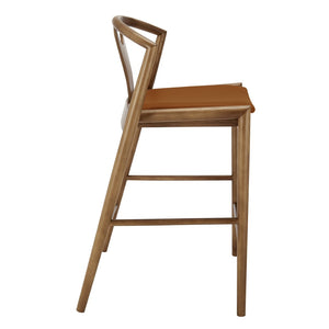 Eurostyle Blanche Counter Stool – Elegant Design With Comfortable Foam Seat For Stylish Home Decor Dark Tan Leatherette,Walnut Leatherette Over Foam 91035-tan