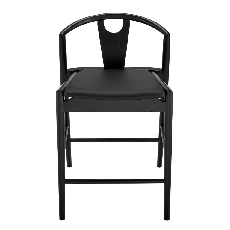 EuroStyle Blanche Bentwood Ash Counter Stool with Leatherette Seat for Kitchen Islands Black Leatherette/Black 91036-BLK