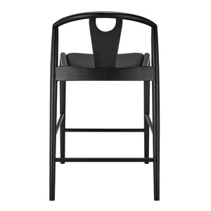 EuroStyle Blanche Bentwood Ash Counter Stool with Leatherette Seat for Kitchen Islands Black Leatherette/Black 91036-BLK