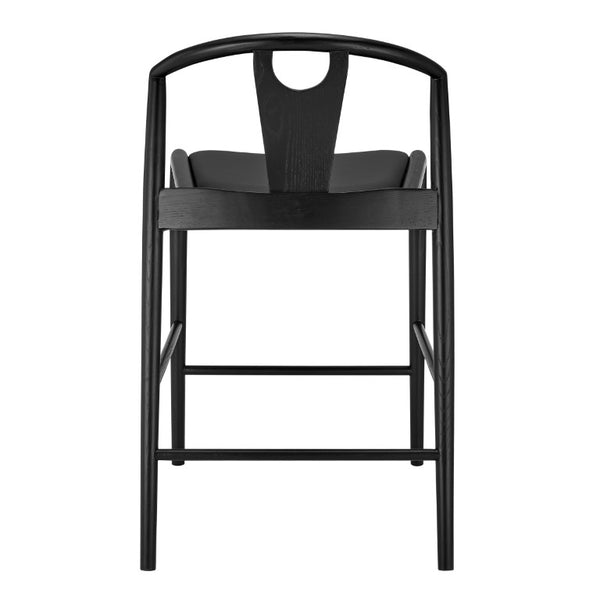 EuroStyle Blanche Bentwood Ash Counter Stool with Leatherette Seat for Kitchen Islands Black Leatherette/Black 91036-BLK
