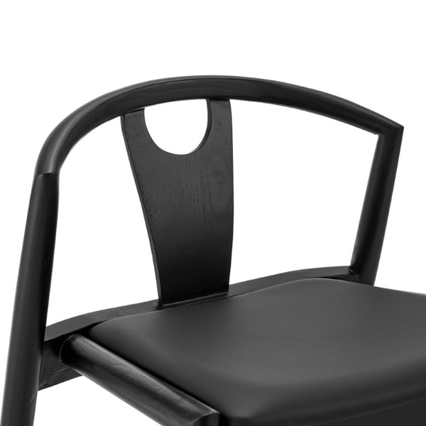 EuroStyle Blanche Bentwood Ash Counter Stool with Leatherette Seat for Kitchen Islands Black Leatherette/Black 91036-BLK