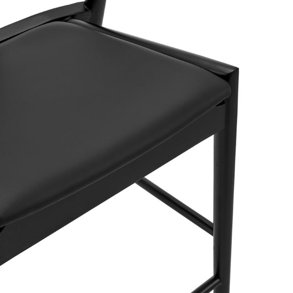 EuroStyle Blanche Bentwood Ash Counter Stool with Leatherette Seat for Kitchen Islands Black Leatherette/Black 91036-BLK