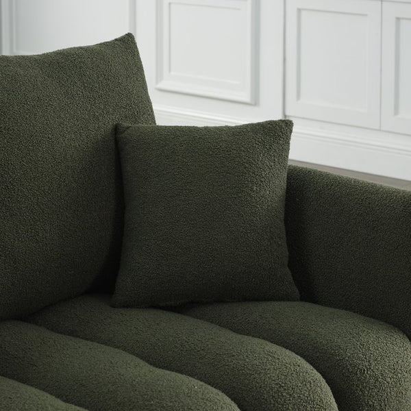 English Elm 3 Seater Paired Teddy Fleece Sofa Set Pine Frame Living Room Seating with Cushions Green W1193S00185