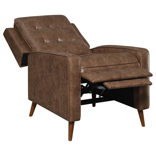 English Elm Davidson Plush Brown Tufted Leatherette Recliner - Timeless Upholstered Comfort, Solid Hardwood Legs B062P344946
