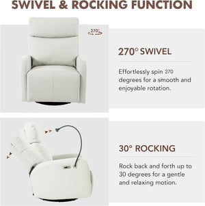 English Elm 270° Power Swivel Rocker Recliner Chair - Electric Glider With Usb Ports For Ultimate Comfort & Style W1028S00028