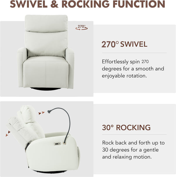 English Elm 270° Power Swivel Rocker Recliner Chair - Electric Glider With Usb Ports For Ultimate Comfort & Style W1028S00028