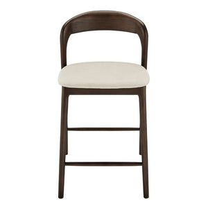 EuroStyle Estelle Bentwood Ash Counter Stool with Upholstered Seat for Kitchen Islands Natural/Dark Walnut 91040-NAT