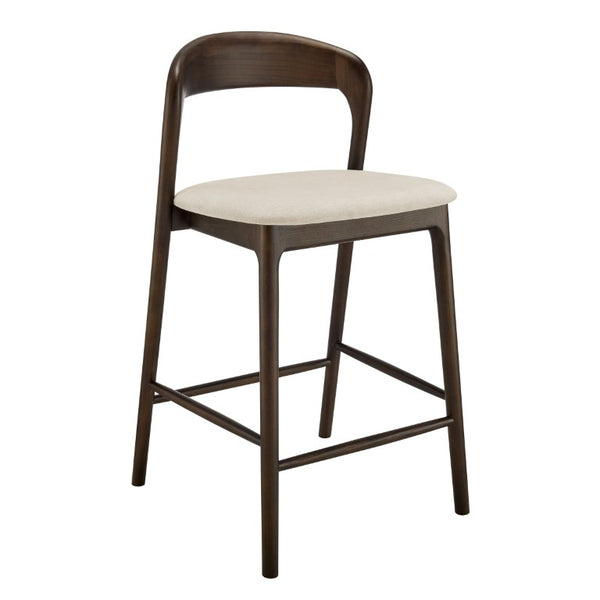 EuroStyle Estelle Bentwood Ash Counter Stool with Upholstered Seat for Kitchen Islands Natural/Dark Walnut 91040-NAT