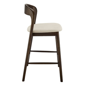 EuroStyle Estelle Bentwood Ash Counter Stool with Upholstered Seat for Kitchen Islands Natural/Dark Walnut 91040-NAT