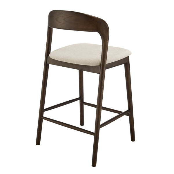 EuroStyle Estelle Bentwood Ash Counter Stool with Upholstered Seat for Kitchen Islands Natural/Dark Walnut 91040-NAT