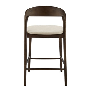 EuroStyle Estelle Bentwood Ash Counter Stool with Upholstered Seat for Kitchen Islands Natural/Dark Walnut 91040-NAT