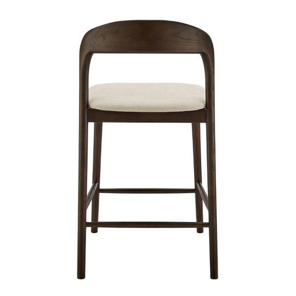 EuroStyle Estelle Bentwood Ash Counter Stool with Upholstered Seat for Kitchen Islands Natural/Dark Walnut 91040-NAT