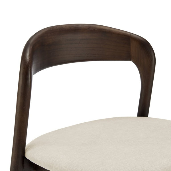 EuroStyle Estelle Bentwood Ash Counter Stool with Upholstered Seat for Kitchen Islands Natural/Dark Walnut 91040-NAT