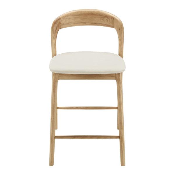 Eurostyle Estelle Counter Stool: Ergonomic Comfort With Foam Seat, Perfect For Any Kitchen Or Bar Area White,Natural Fabric Over Foam 91040-wht