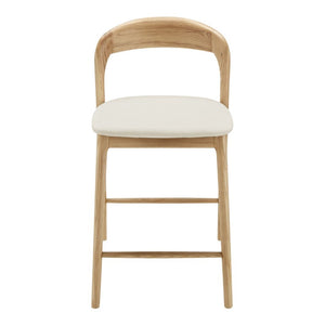 EuroStyle Estelle Bentwood Ash Counter Stool with Upholstered Seat for Kitchen Islands White/Natural 91040-WHT