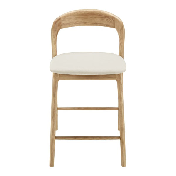 EuroStyle Estelle Bentwood Ash Counter Stool with Upholstered Seat for Kitchen Islands White/Natural 91040-WHT