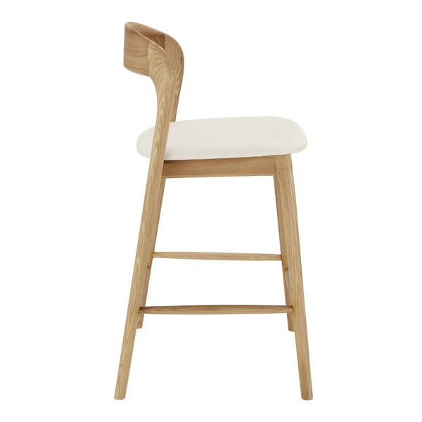 EuroStyle Estelle Bentwood Ash Counter Stool with Upholstered Seat for Kitchen Islands White/Natural 91040-WHT