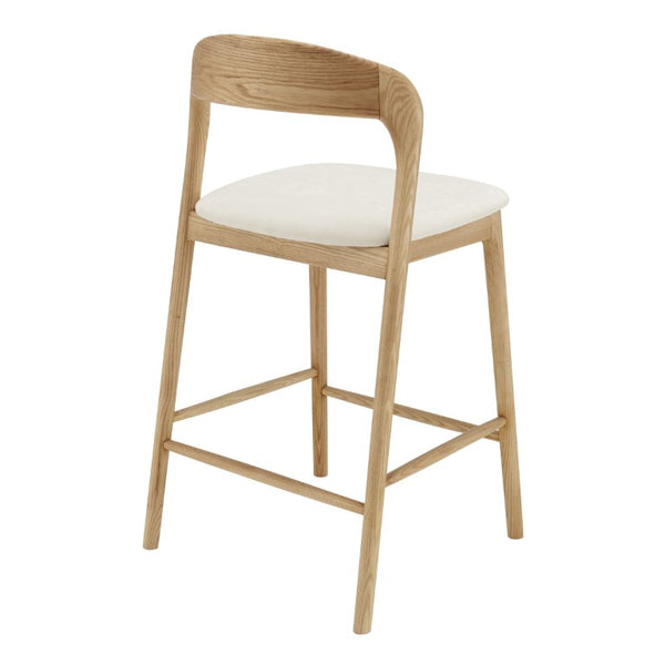 EuroStyle Estelle Bentwood Ash Counter Stool with Upholstered Seat for Kitchen Islands White/Natural 91040-WHT