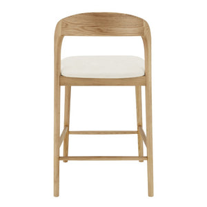 EuroStyle Estelle Bentwood Ash Counter Stool with Upholstered Seat for Kitchen Islands White/Natural 91040-WHT
