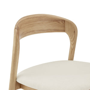 EuroStyle Estelle Bentwood Ash Counter Stool with Upholstered Seat for Kitchen Islands White/Natural 91040-WHT