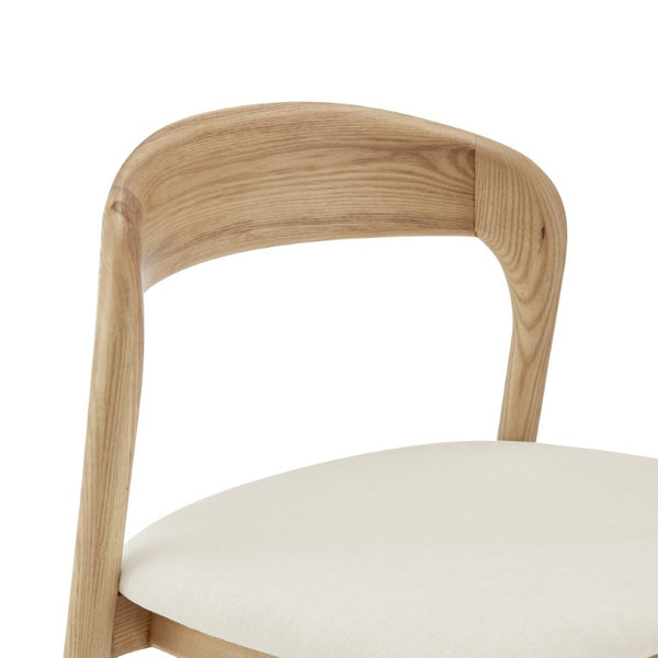 EuroStyle Estelle Bentwood Ash Counter Stool with Upholstered Seat for Kitchen Islands White/Natural 91040-WHT