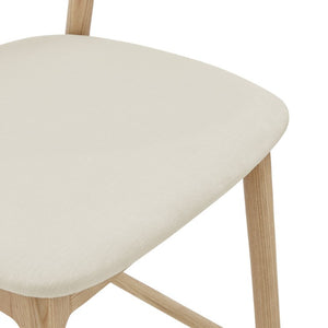 EuroStyle Estelle Bentwood Ash Counter Stool with Upholstered Seat for Kitchen Islands White/Natural 91040-WHT