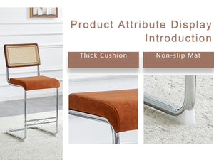 English Elm Natural Rattan Backrest Counter Stools Set of 4 with Chrome Legs and Pu Leather Seats W2920S00107