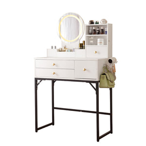 English Elm Vanity Desk With Led Lighted Mirror & Usb Ports, Elegant Makeup Table With Ample Storage & Durability W3008P235411-GIGA